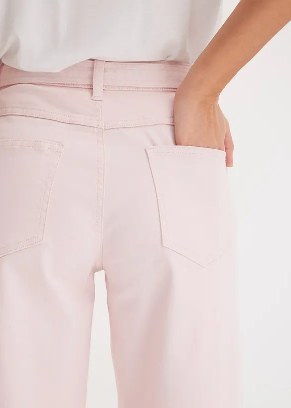 Stretch twill broek met riem, bonprix