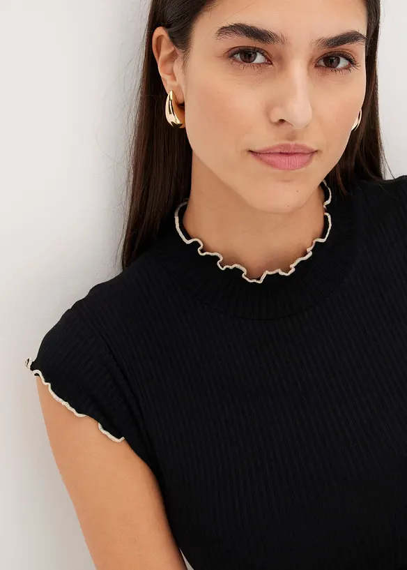 Geribd shirt met ruches, bonprix