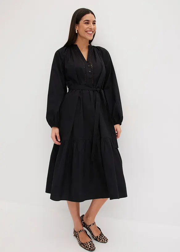Midi jurk met crocket, bonprix