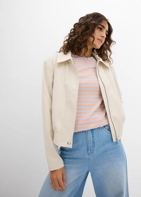 Geribd shirt shirt met korte mouwen, bonprix