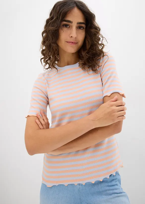 Geribd shirt shirt met korte mouwen, bonprix