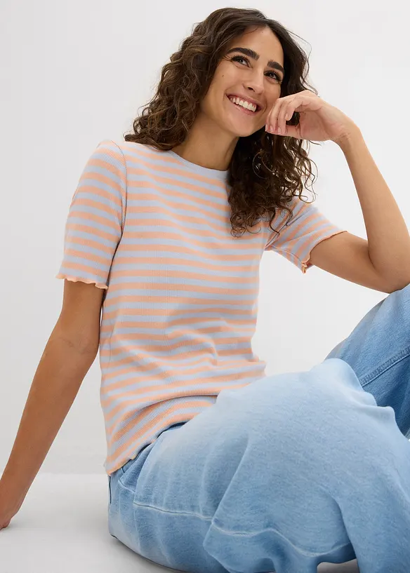 Geribd shirt shirt met korte mouwen, bonprix