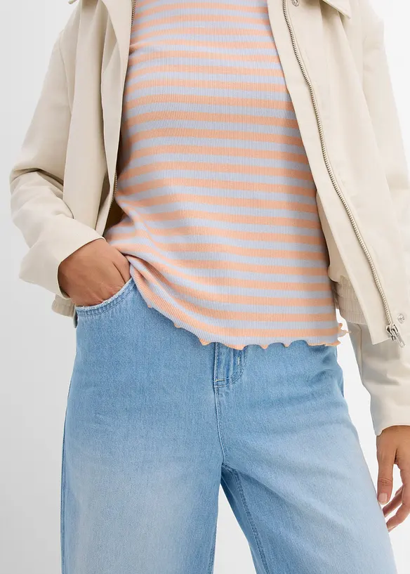 Geribd shirt shirt met korte mouwen, bonprix