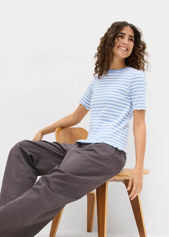 Geribd shirt shirt met korte mouwen, bonprix