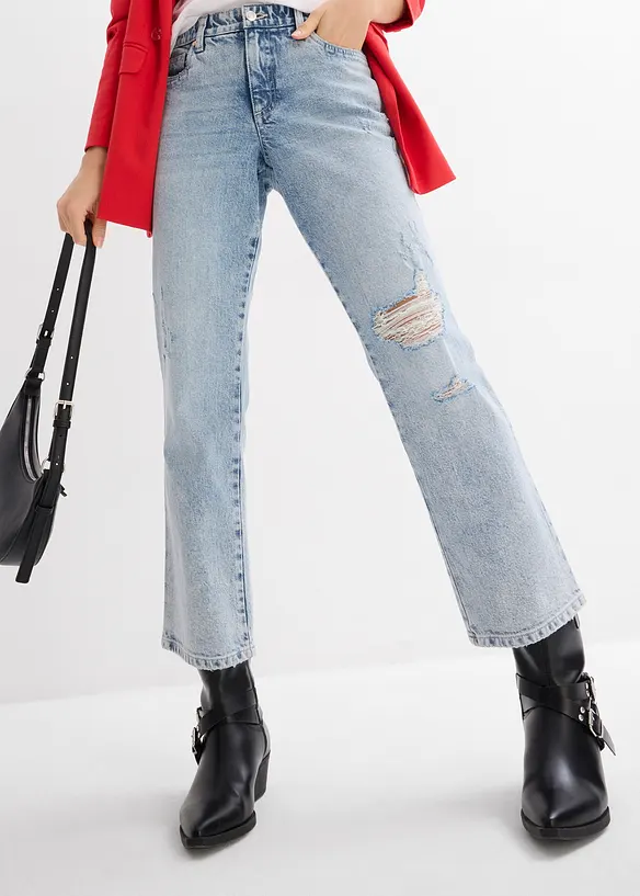 Straight jeans, mid waist, cropped, bonprix
