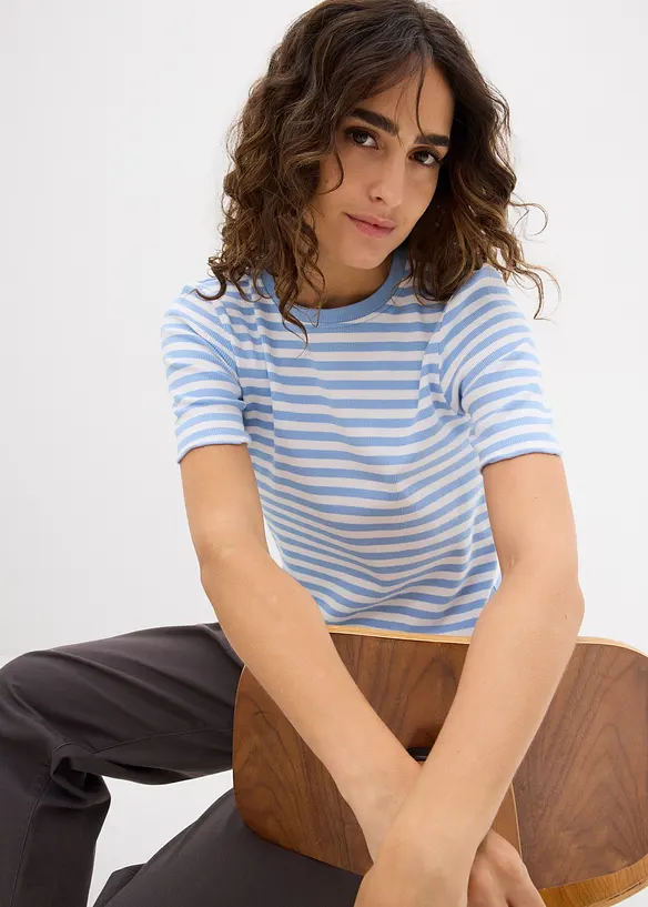 Geribd shirt shirt met korte mouwen, bonprix