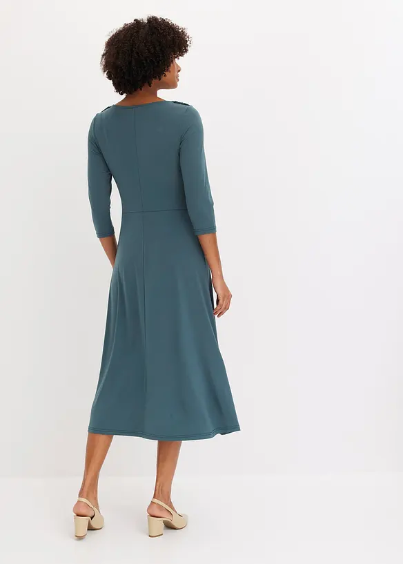 Midi jurk in wikkel-look met 3/4 mouwen, bonprix
