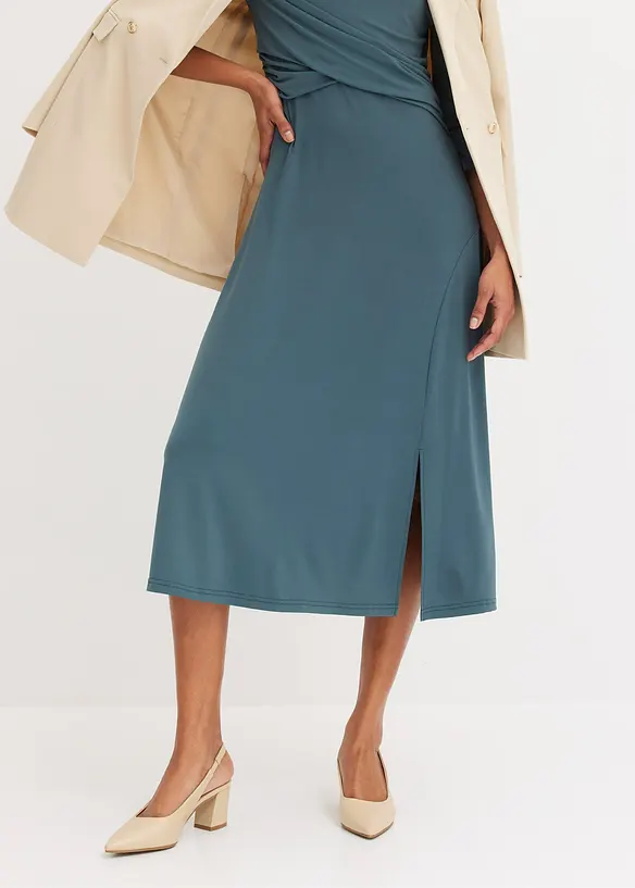 Midi jurk in wikkel-look met 3/4 mouwen, bonprix