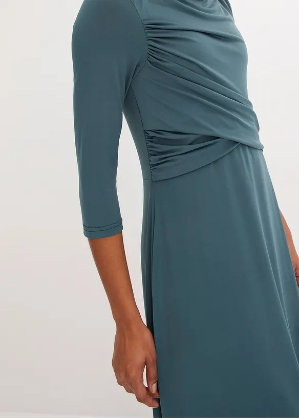 Midi jurk in wikkel-look met 3/4 mouwen, bonprix