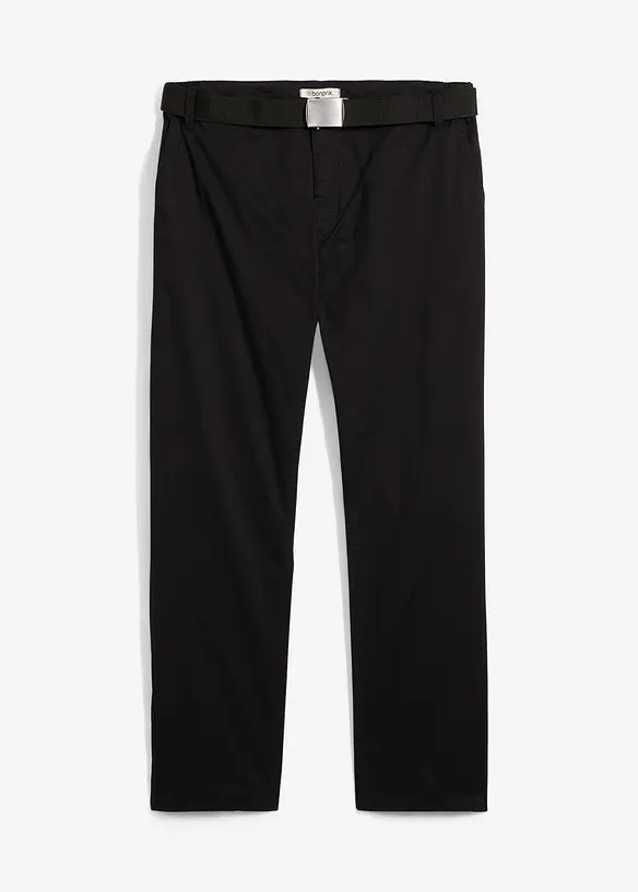 Regular fit stretch chino met riem, straight, bonprix