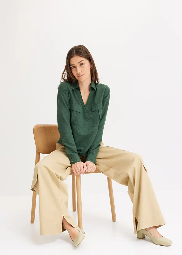Overhemdblouse met wikkeleffect, bonprix