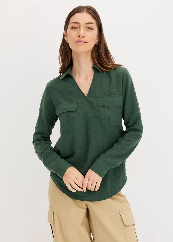 Overhemdblouse met wikkeleffect, bonprix