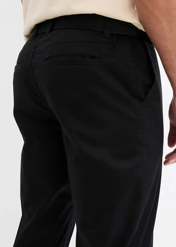 Regular fit stretch chino met riem, straight, bonprix