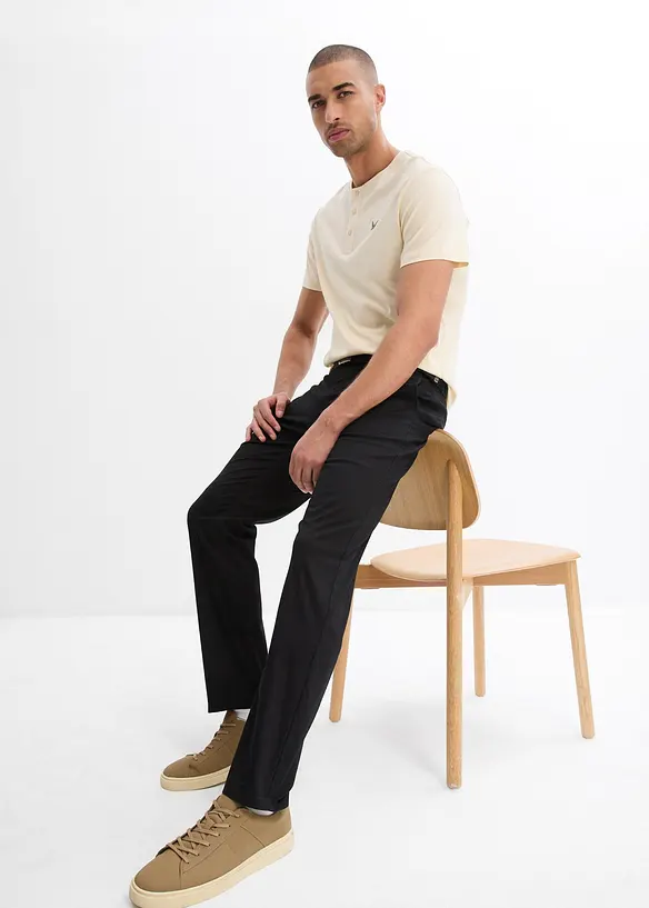 Regular fit stretch chino met riem, straight, bonprix