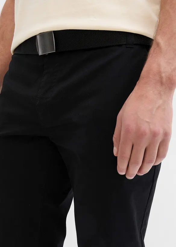 Regular fit stretch chino met riem, straight, bonprix