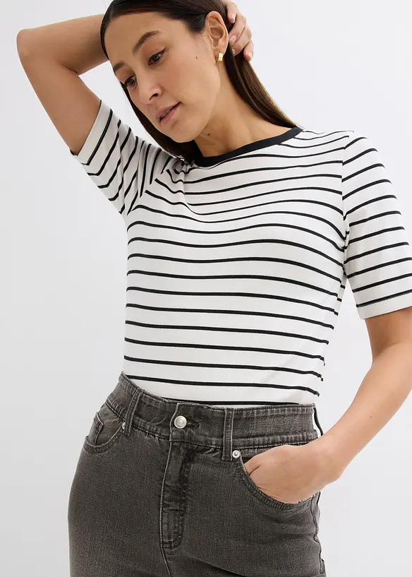 Straight jeans, high waist, split, bonprix