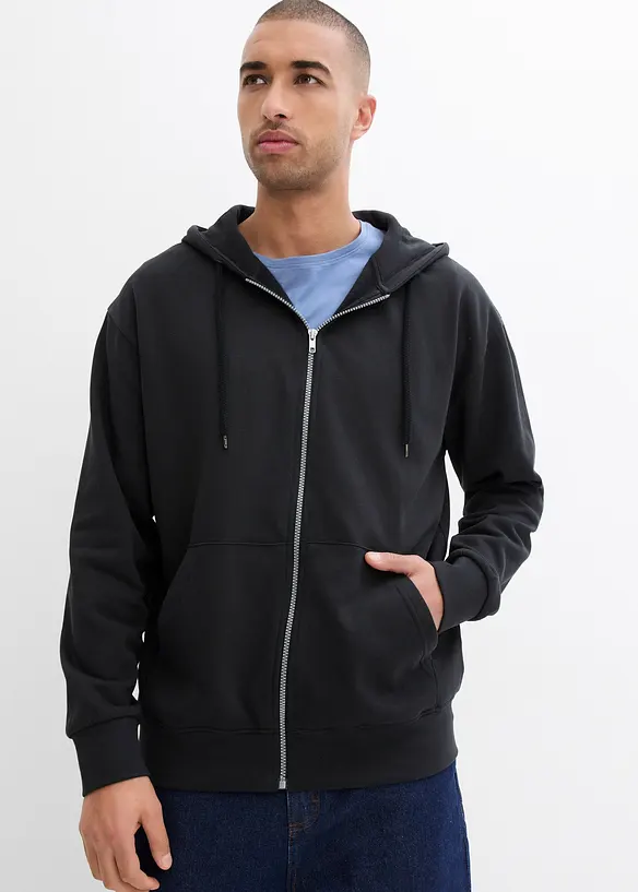 Sweatjack met capuchon van puur biologisch katoen, loose fit, bonprix