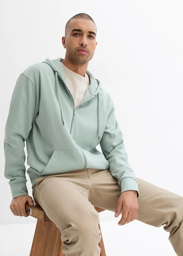 Sweatjack met capuchon van puur biologisch katoen, loose fit, bonprix