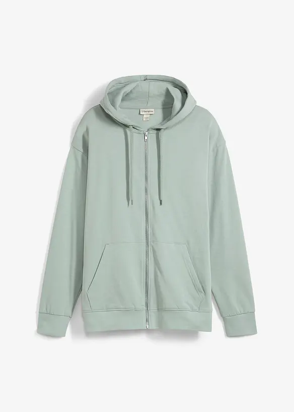 Sweatjack met capuchon van puur biologisch katoen, loose fit, bonprix