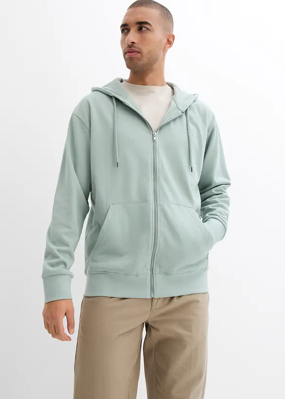 Sweatjack met capuchon van puur biologisch katoen, loose fit, bonprix