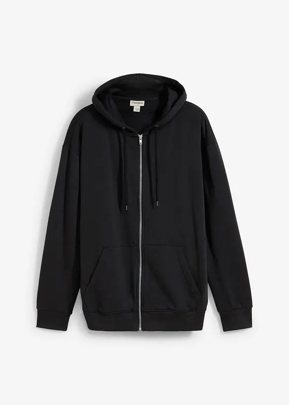 Sweatjack met capuchon van puur biologisch katoen, loose fit, bonprix