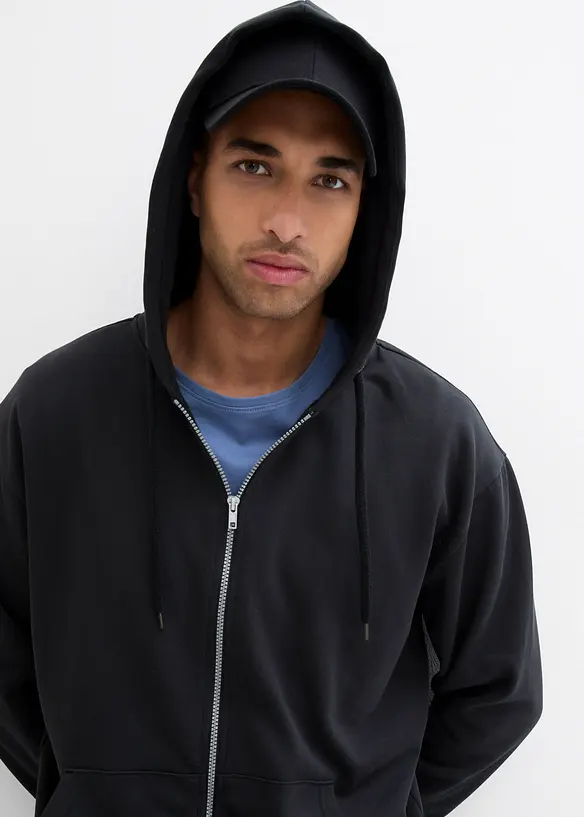Sweatjack met capuchon van puur biologisch katoen, loose fit, bonprix