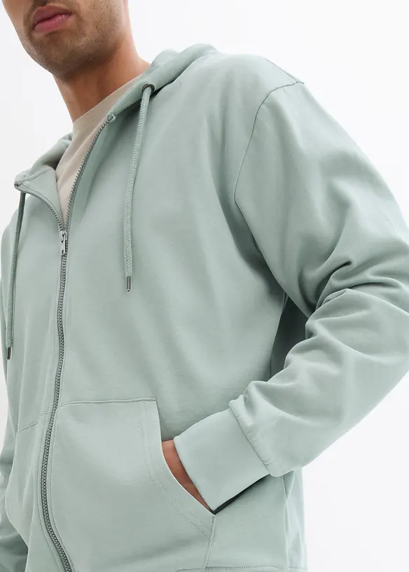 Sweatjack met capuchon van puur biologisch katoen, loose fit, bonprix