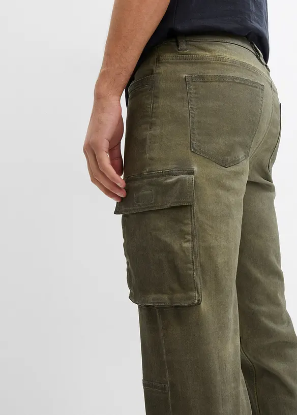 Cargo broek van stretch, washed look, straight, bonprix