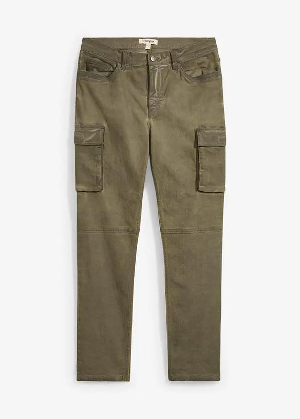 Cargo broek van stretch, washed look, straight, bonprix
