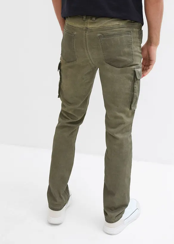 Cargo broek van stretch, washed look, straight, bonprix