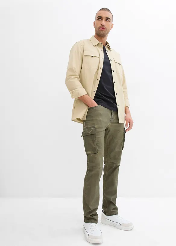 Cargo broek van stretch, washed look, straight, bonprix