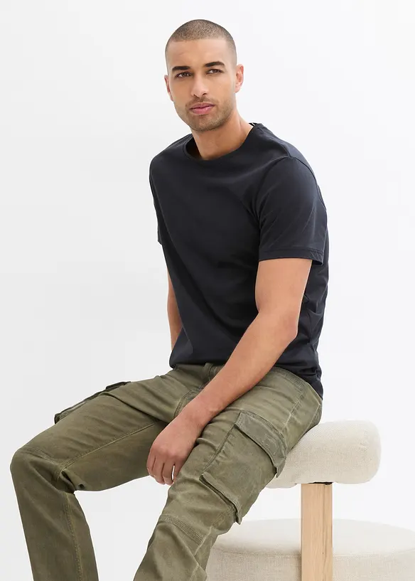 Cargo broek van stretch, washed look, straight, bonprix