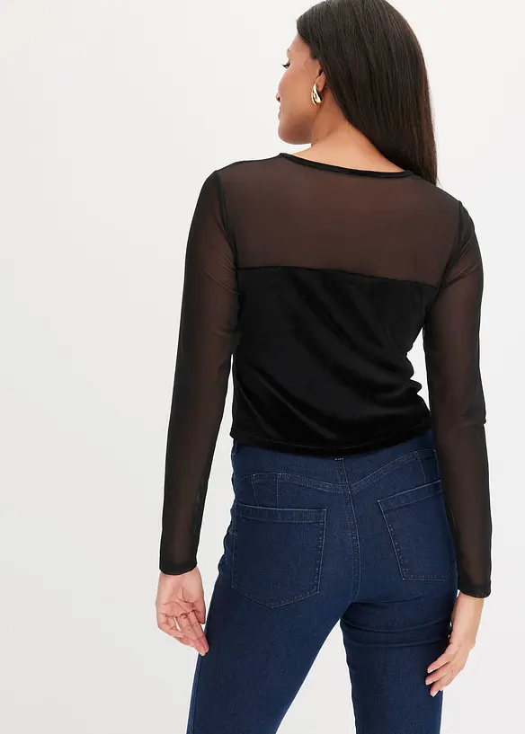 Bustier shirt met mesh, cropped, bonprix