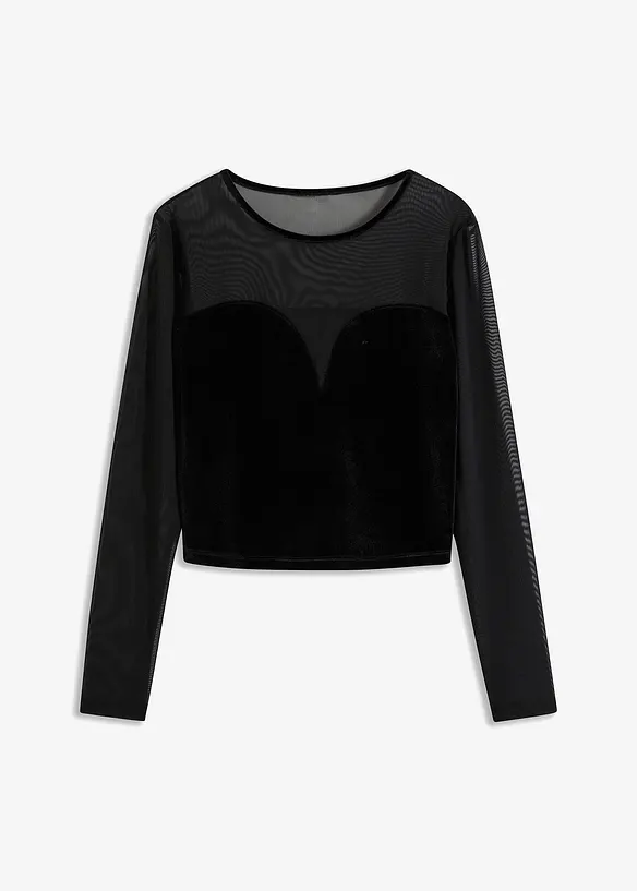 Bustier shirt met mesh, cropped, bonprix