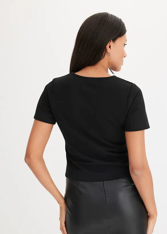Cropped shirt met glitter strikjes, bonprix