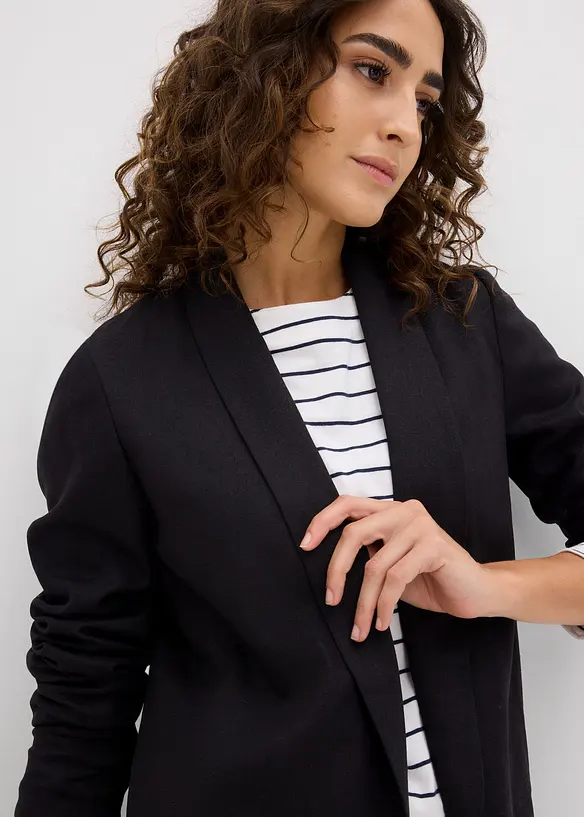 Wijde blazer in een mix van linnen en viscose, bonprix