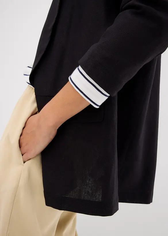 Wijde blazer in een mix van linnen en viscose, bonprix