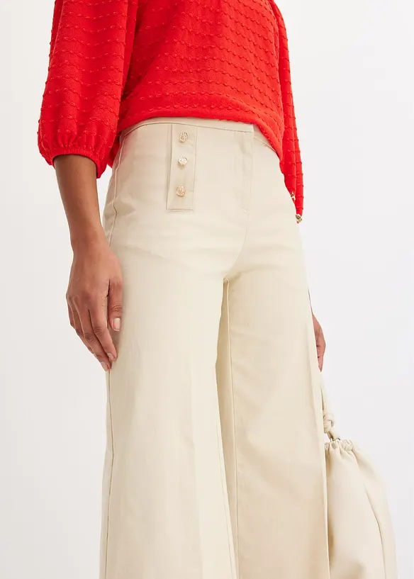 Twill broek met docoratieve knopen, bonprix