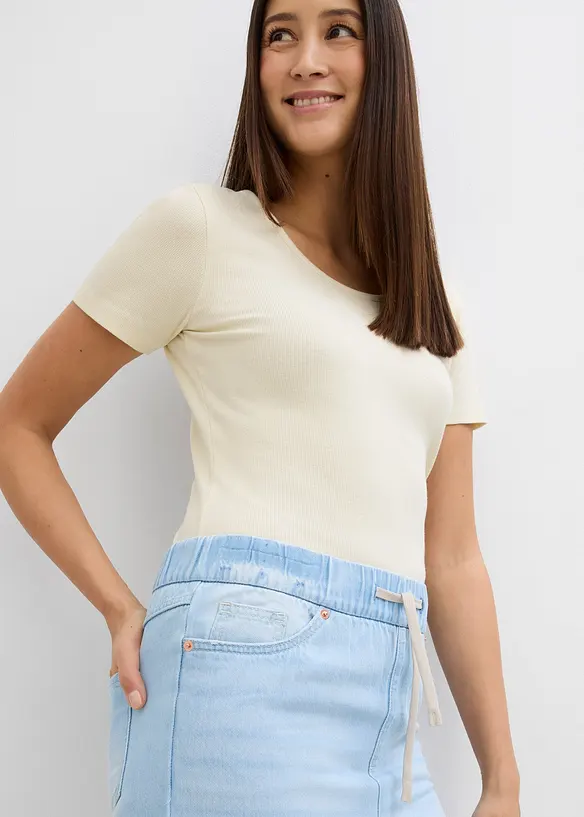 Wide leg jeans, mid waist, comfortabele band, bonprix