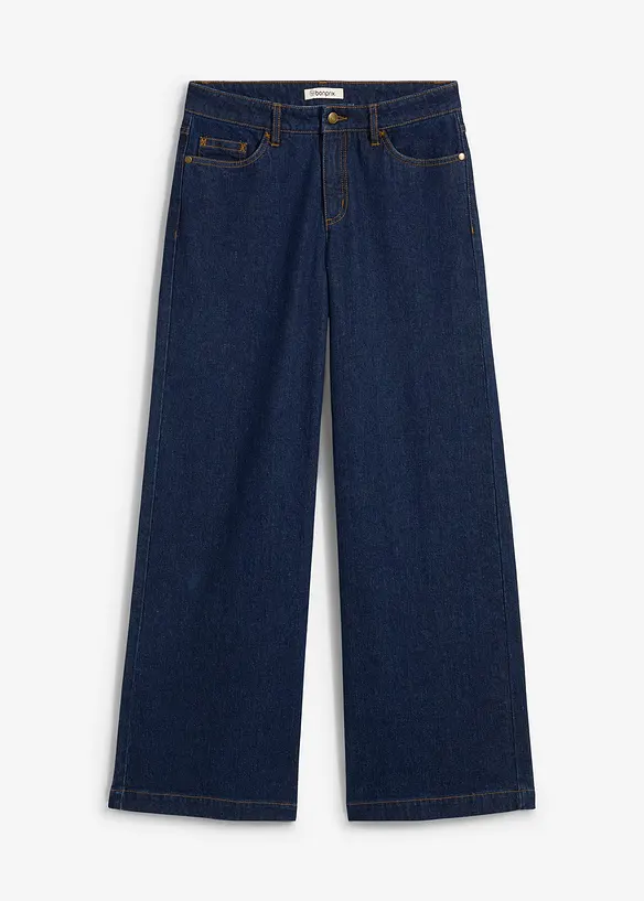 Wide leg jeans, mid waist, full length, bonprix