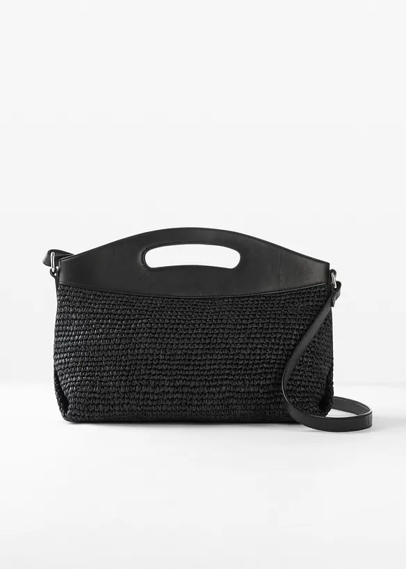 Rieten schoudertas met leren hengsel, bonprix