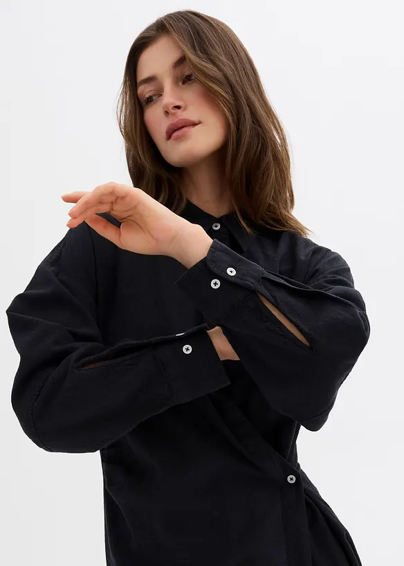 Asymmetrische overhemdblouse van viscosemix, bonprix