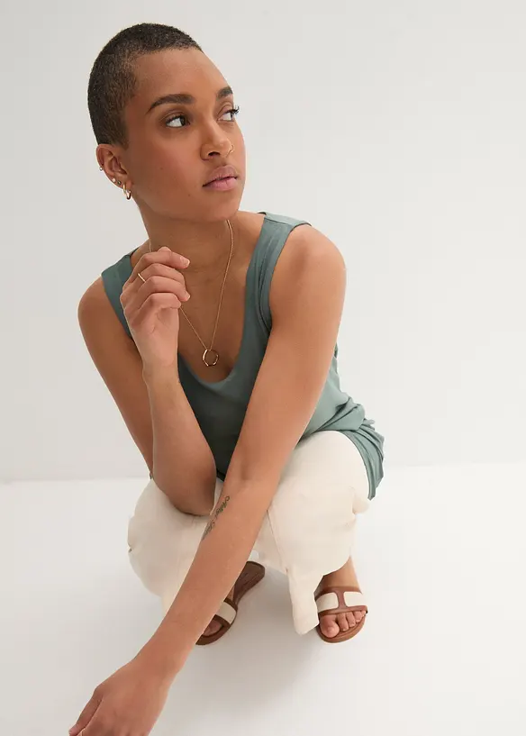 Dubbellaagse longtop in een viscosemix, bonprix