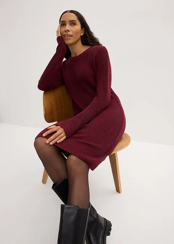 Oversized, ribgebreide jurk, bonprix