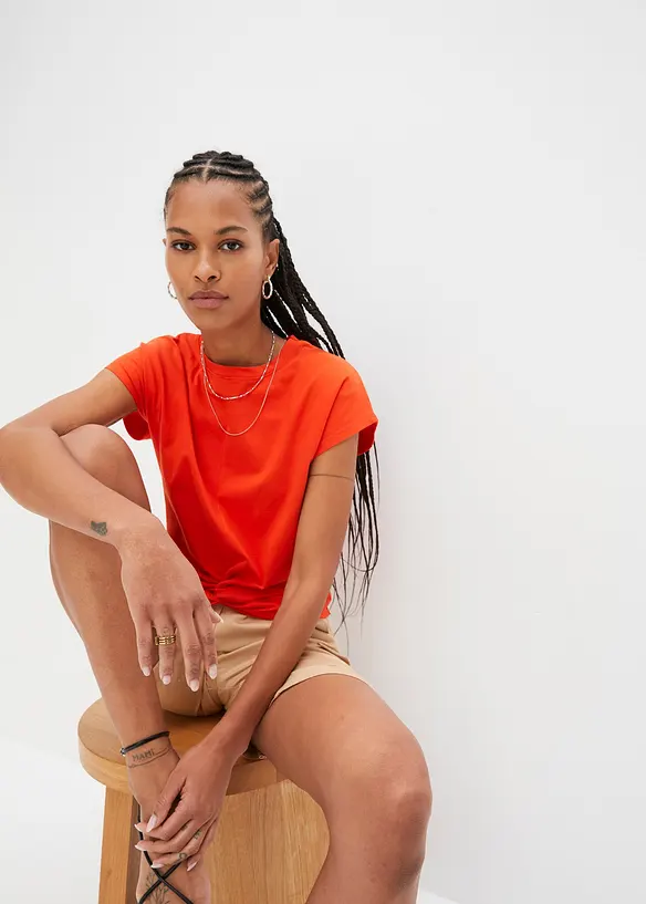 Kort T-shirt met knoopeffect, bonprix
