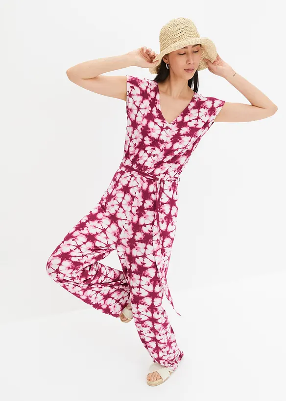 Jersey jumpsuit met korte mouwen, bonprix