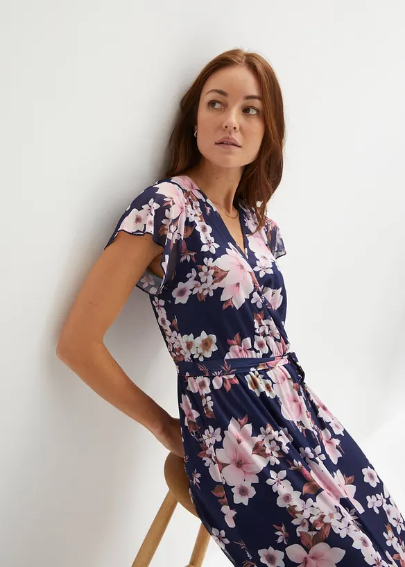 Gedessineerde midi jurk van mesh, bonprix