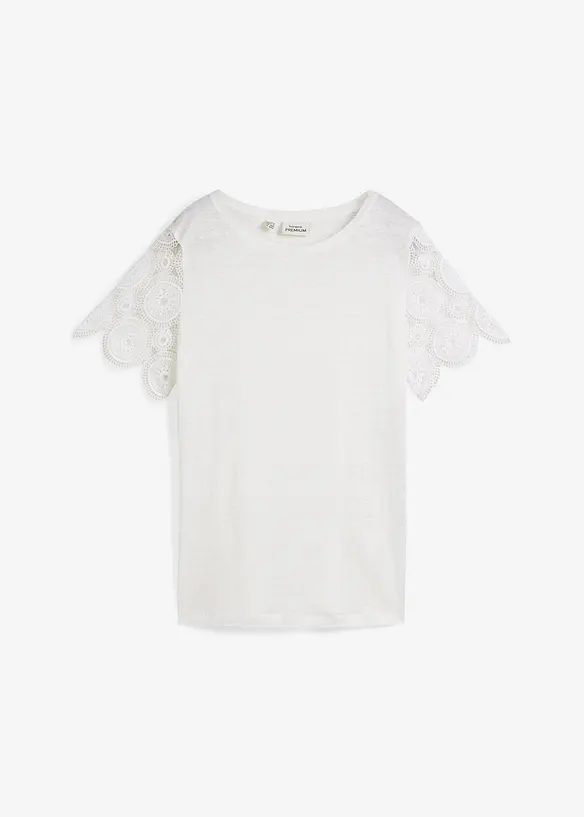 Shirt van puur linnen met gehaakte mouwen, bonprix