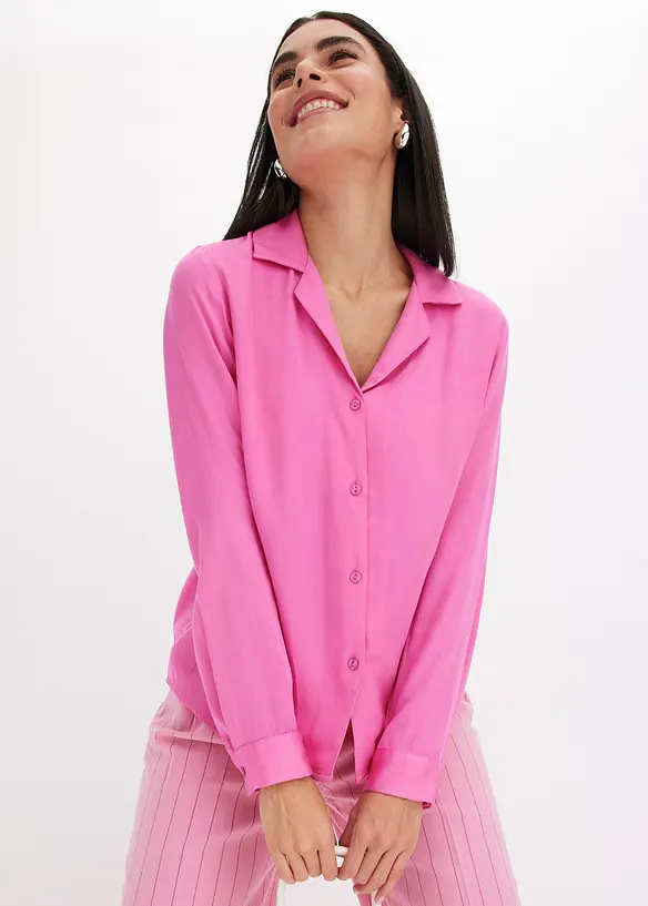 Blouse van satijn met reverskraag, bonprix