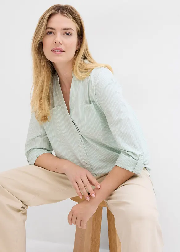 Lange blouse met oprolbare mouwen, bonprix